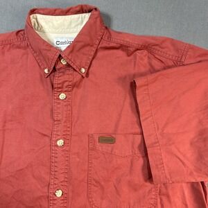 Men's Carhartt Short Sleeve Canvas Shirt Size M Button Down Button Collar Pocket